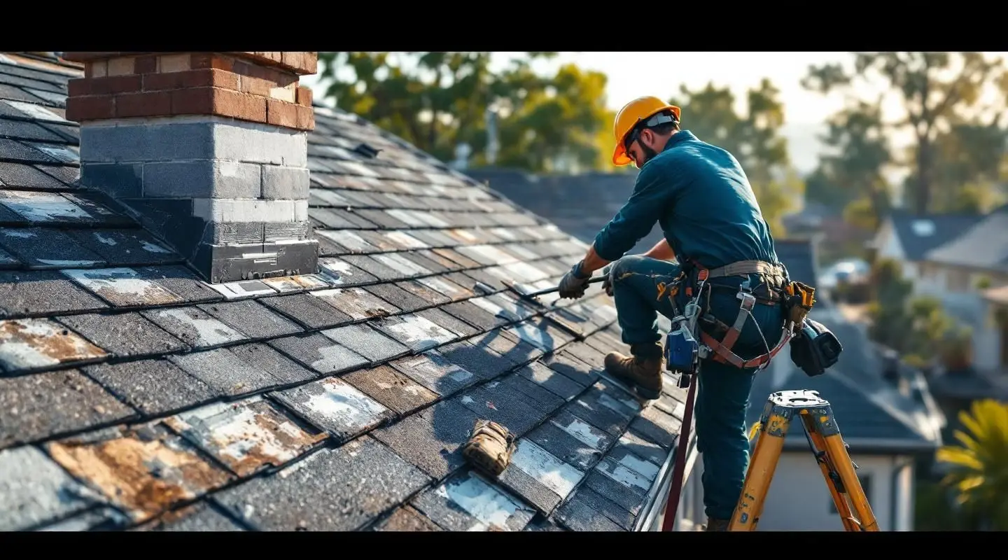 Professional roofing crew installing architectural composition shingles on a large Bonita commercial building.